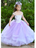 Beaded Purple Tulle Lace Flower Girl Dress